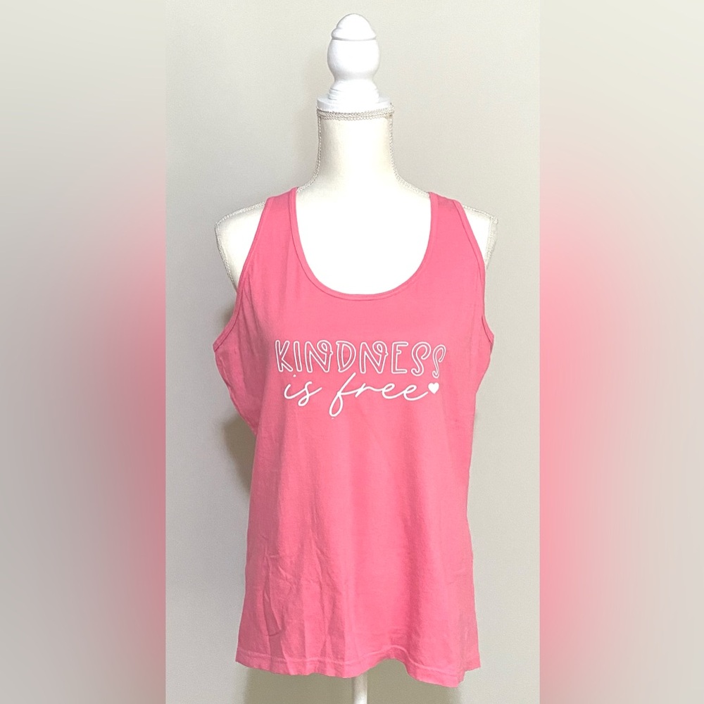 Comfort Colors Womens M Kindness Is Free Cotton Pink Tank Top Boho Activewear